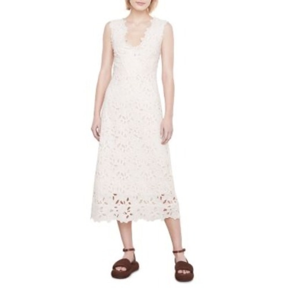 NWT Vince Nouveau Floral Lace Midi Dress Cream Size 8